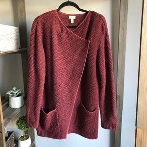 Logo Maroon Pocket Soft Cardigan